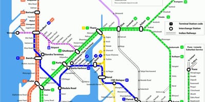 Mumbai lwès railway kat jeyografik